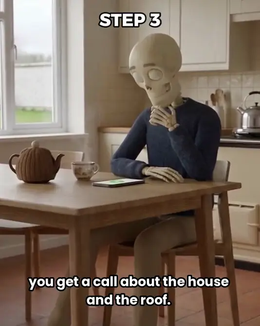 A muted loop from a skeleton ad where one shot cuts to the next as the caption moves on to the next step