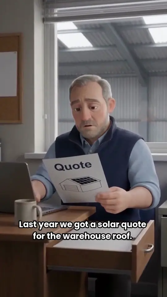 A muted vertical loop from a 3D ad where captions appear group by group in time with the speech
